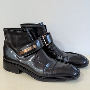 Cesar Paciotti Gunmetal Grey Ankle Boots Size 6EU / 7US Patent Leather